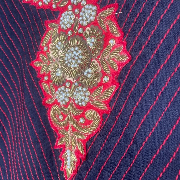 Anarkali Dress S/M Gold Embroidery Beaded‎ Party Gown Indian Cosplay Dance - Picture 4 of 16